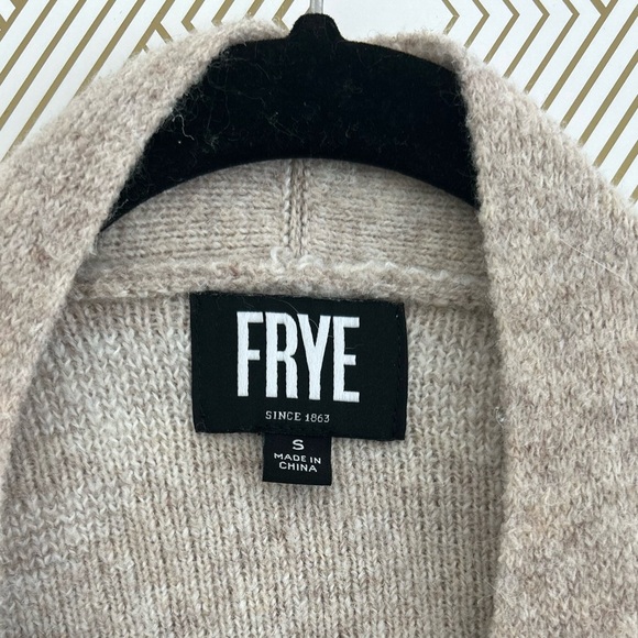 Frye Women's Western Geometric Cardigan, Tan/White, Size Small - Picture 2 of 4